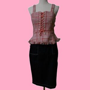 NWT New York & CO Skirt (size S) +  Venus pink plaid top (size 6) , Unused